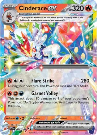 Cinderace ex - 028/142 (28) [SV07: Stellar Crown] Holofoil
