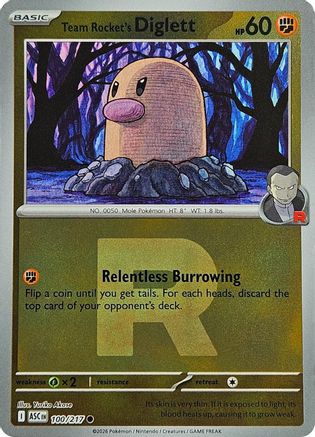 Team Rocket's Diglett (Team Rocket) (100) [ME: Ascended Heroes] Reverse Holofoil
