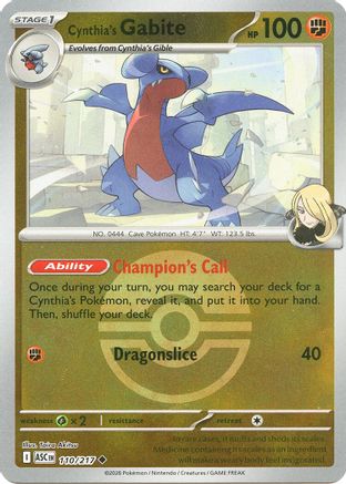 Cynthia's Gabite (Poke Ball) (110) [ME: Ascended Heroes] Reverse Holofoil