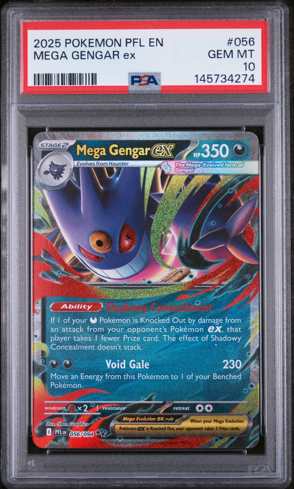 2025 POKEMON PFL EN-PHANTASMAL FLAMES 056 MEGA GENGAR EX  psa 10