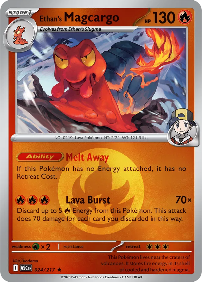 Ethan's Magcargo - 024/217 (Energy Symbol Pattern) (24) [ME: Ascended Heroes] Reverse Holofoil