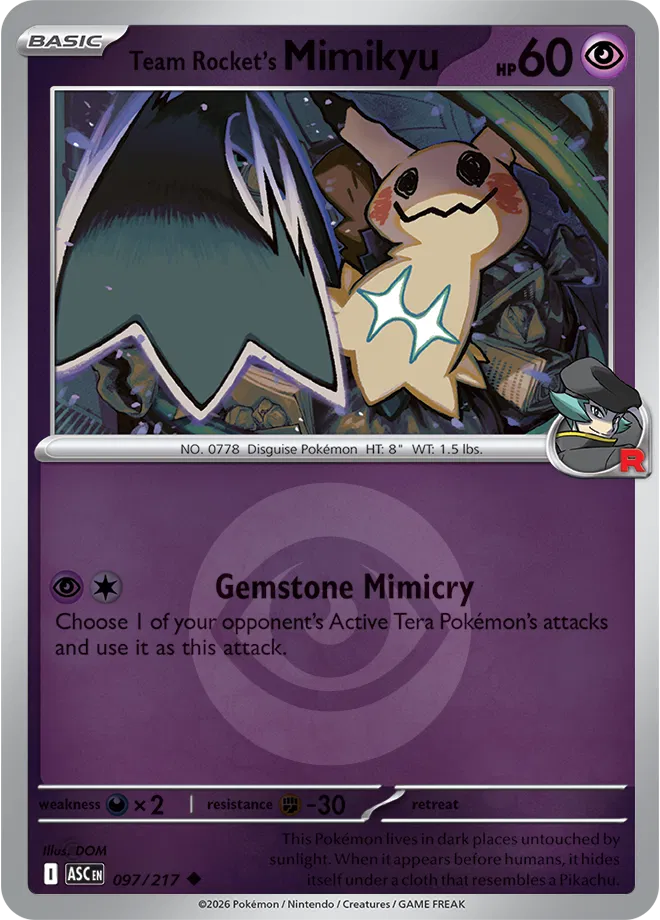 Team Rocket's Mimikyu - 097/217 (Energy Symbol Pattern) (97) [ME: Ascended Heroes] Reverse Holofoil