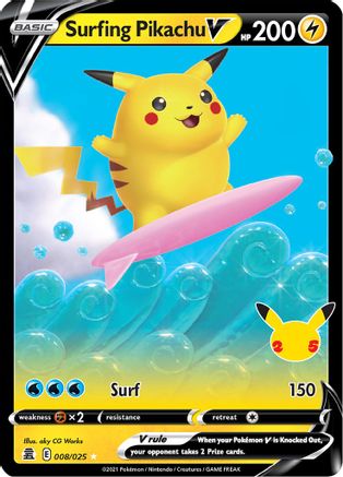 Surfing Pikachu V (8) [Celebrations] Holofoil