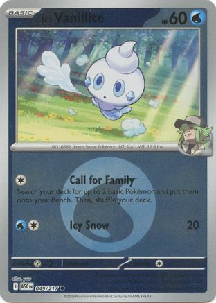 N's Vanillite (Energy Symbol Pattern) (49) [ME: Ascended Heroes] Reverse Holofoil