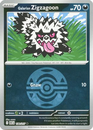 Galarian Zigzagoon (Dusk Ball) (130) [ME: Ascended Heroes] Reverse Holofoil